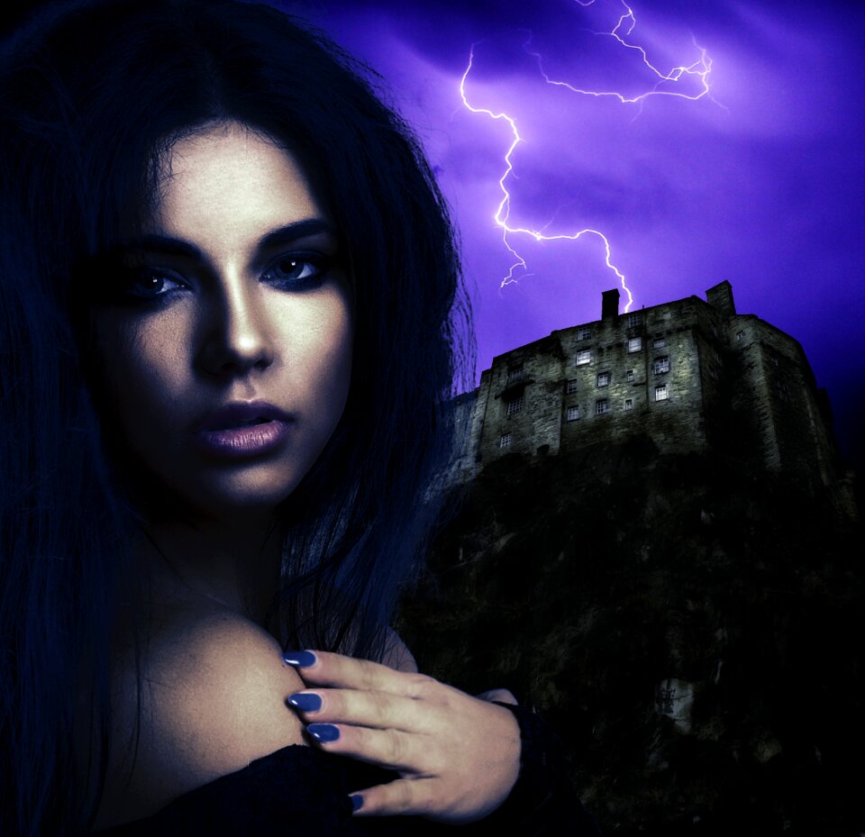 Lightning night black castle