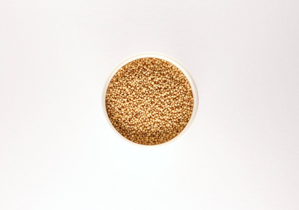 From the top white dish grain