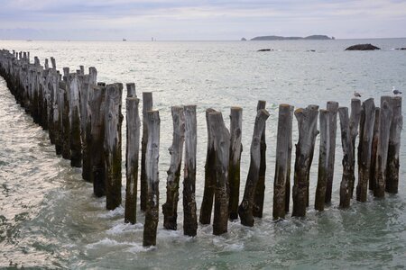 Brittany breakwater waves photo