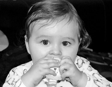 Baby black and white portrait photo