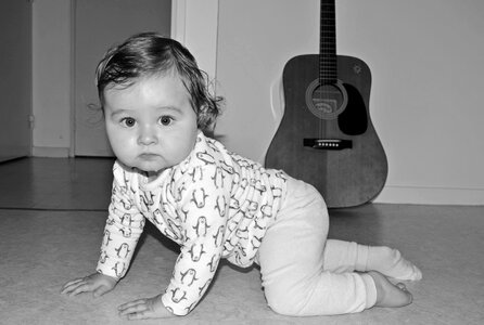 Child baby black and white photo