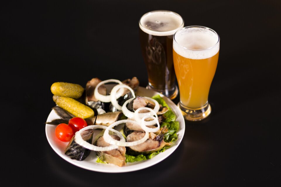 Beer fast food fish and meat
