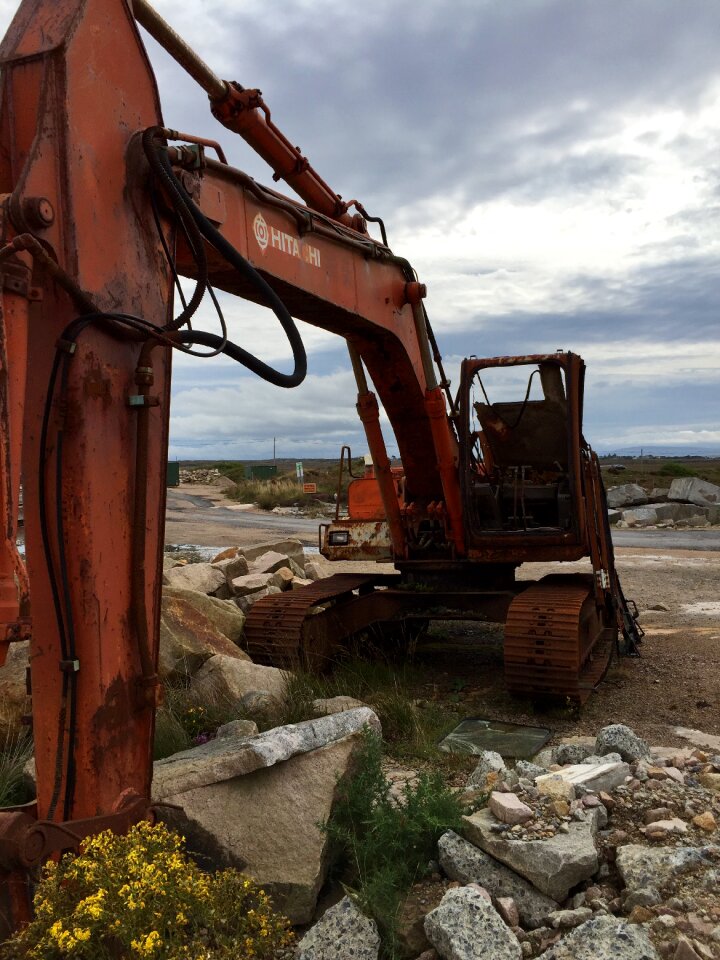 Construction machine rusty iron