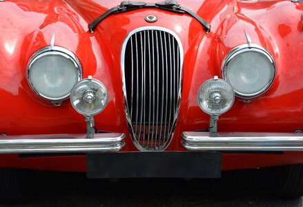 Lights of old car car collection red bodywork