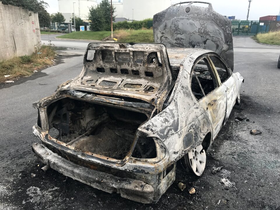 Vehicle burned out fire damage