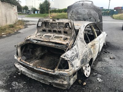 Vehicle burned out fire damage