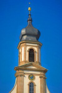 Catholic building clock tower