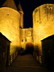 Stone wall medieval night photograph