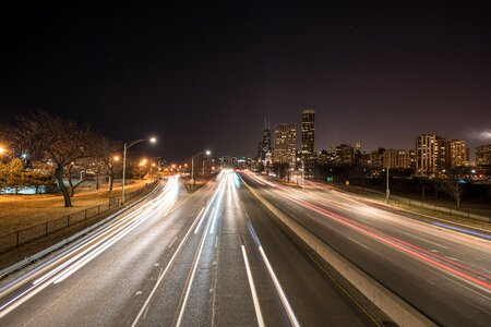 Night downtown cityscape photo