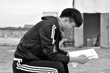 University student black and white roof