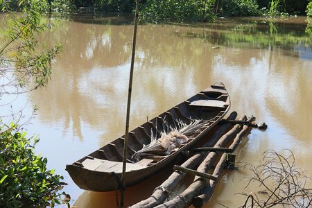 Canoe vehicle flood water photo