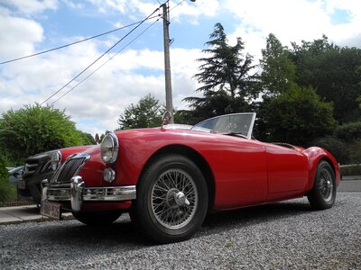 Old car red bodywork mg photo