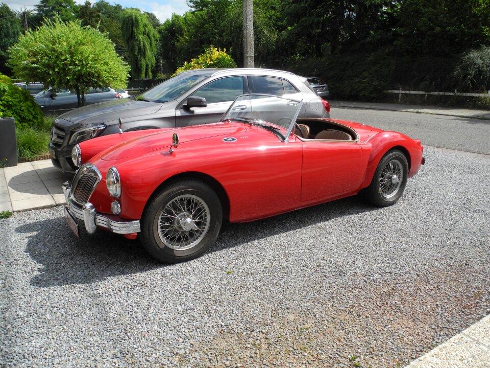 Old car red bodywork mg