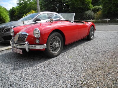 Old car red bodywork mg
