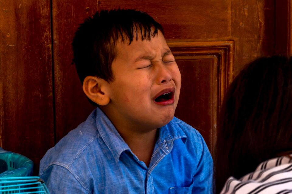 Boy crying depression