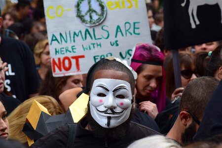 Protester mask animal rights
