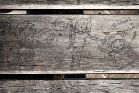 Bench child drawing photo