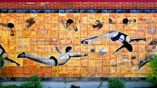 Tile mural high dive