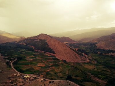 Mountains village sky view photo