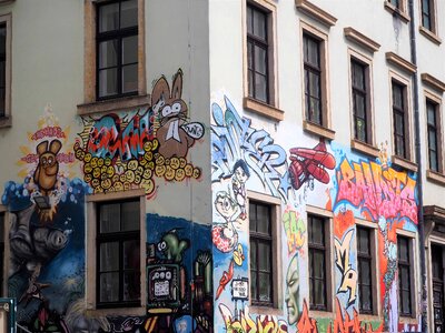 Trendy house facade art