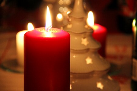 Christmas lights red table