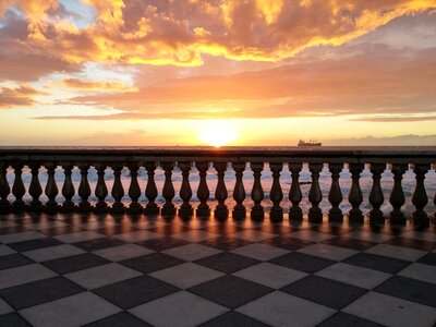 Sunset terrace balustrade photo