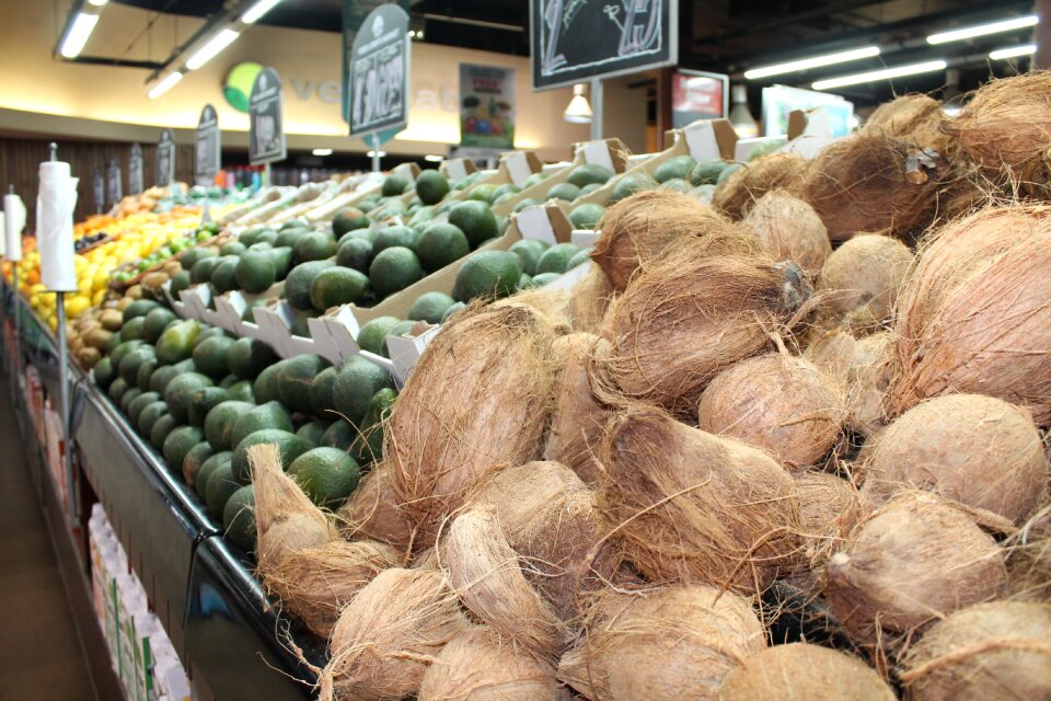 Brown coconut avocado grocery