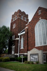 Methodist brick stained glass