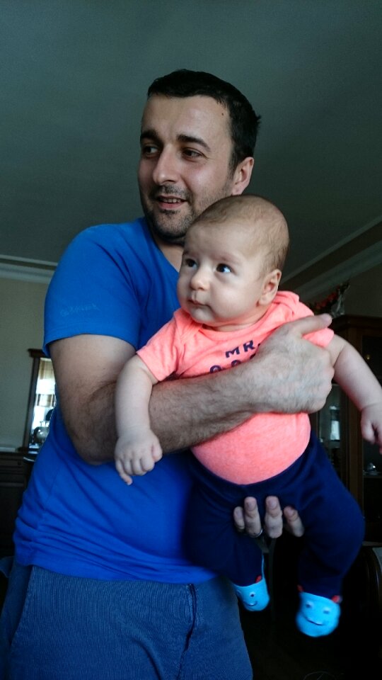 Young father and son cool baby