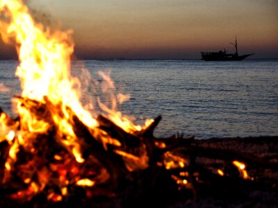 Bonfire beach embers wood