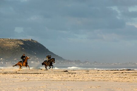 Sand riding horseback