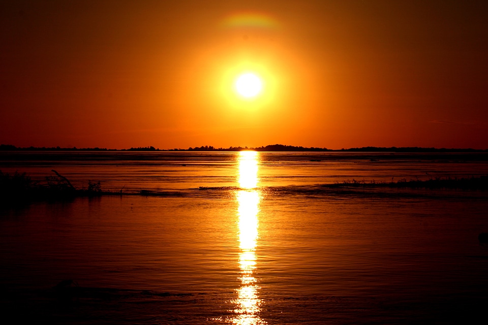 Sunset amazon river brazil photo