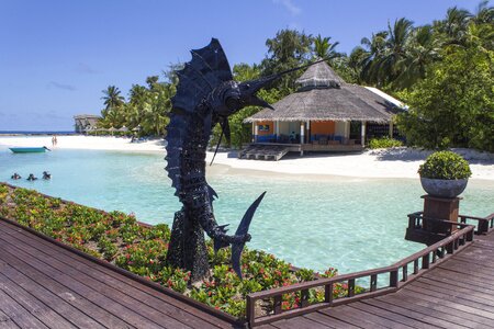 Swordfish statue beach