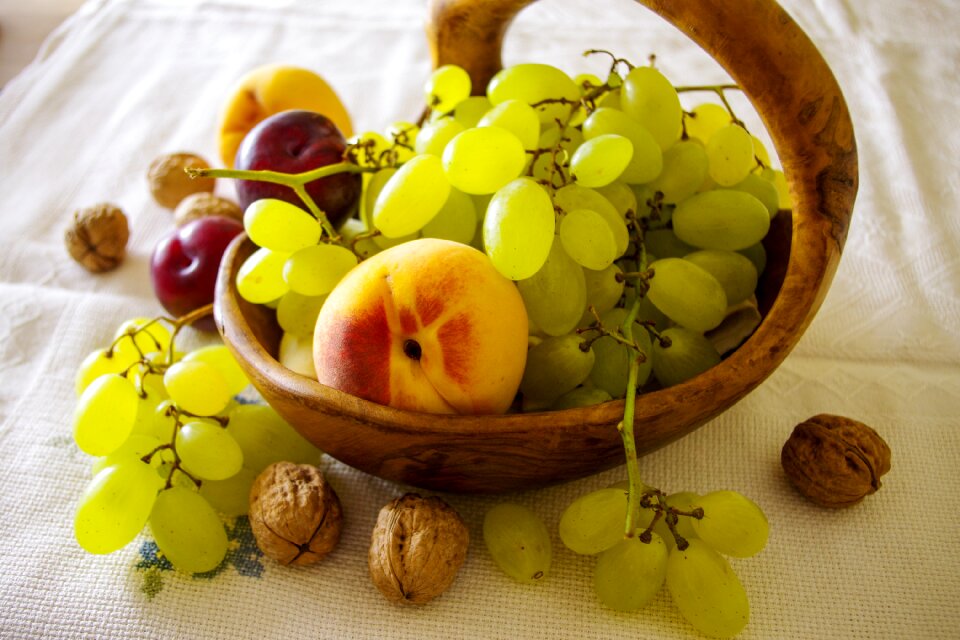 Fishing plums walnuts