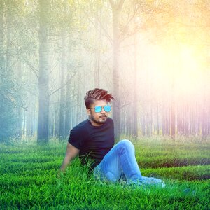 Boy forest trees