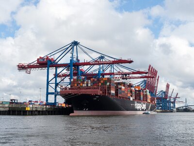 Harbour cranes container ship photo