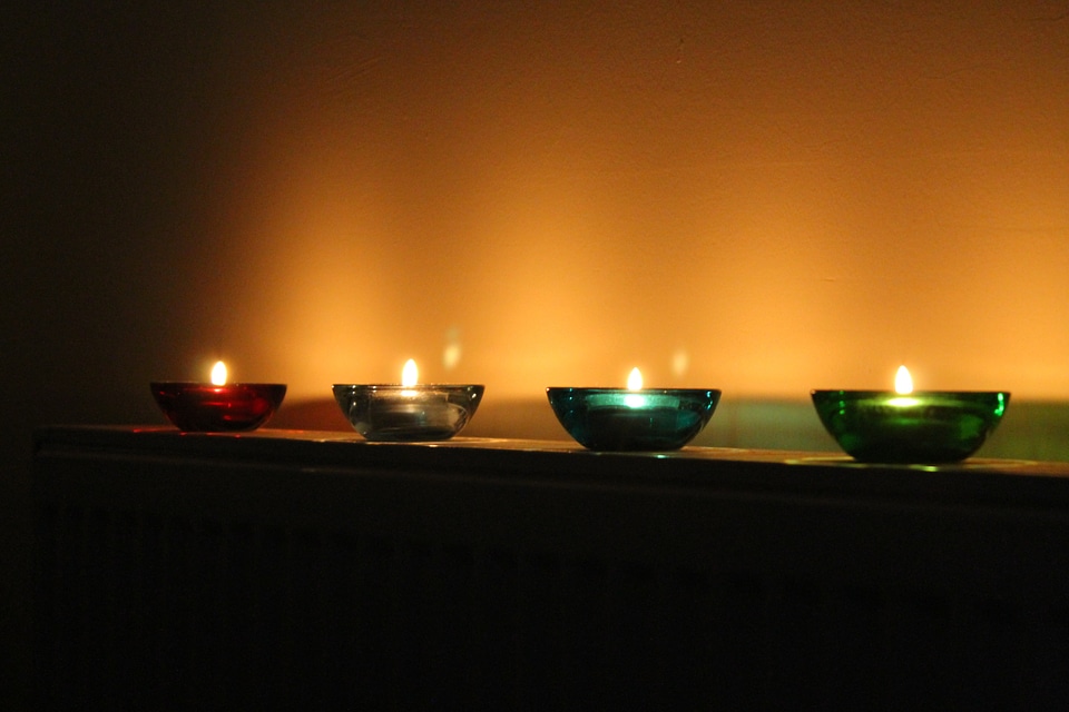 Candle lights flame