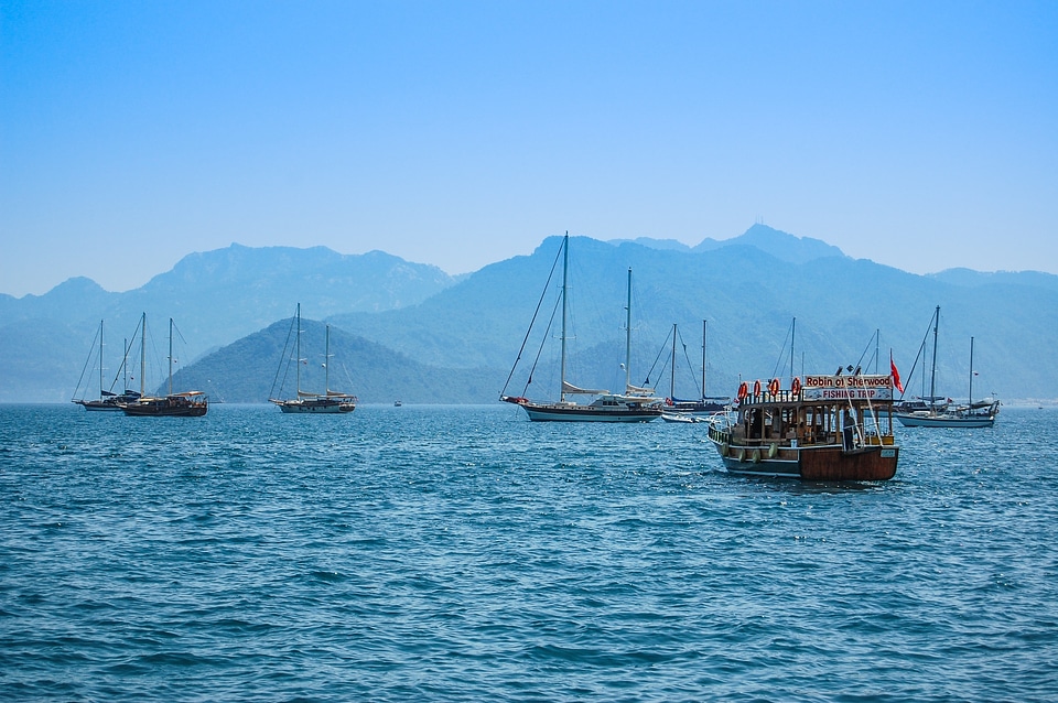 Sail mountains the coast photo