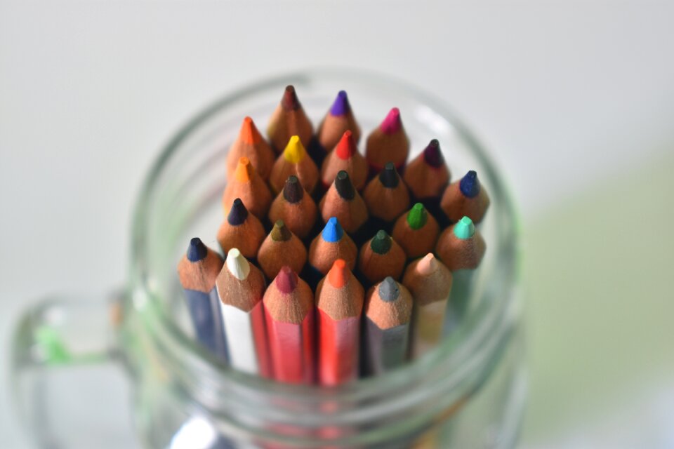 Color pencils drawing rainbow