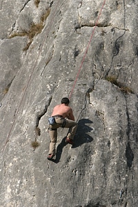 Steep wall climber backed up