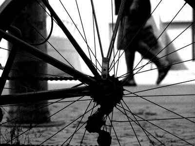 Street bicycle black and white photo
