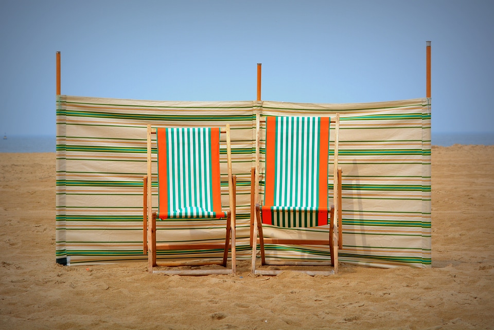 Blue sky holiday beach side