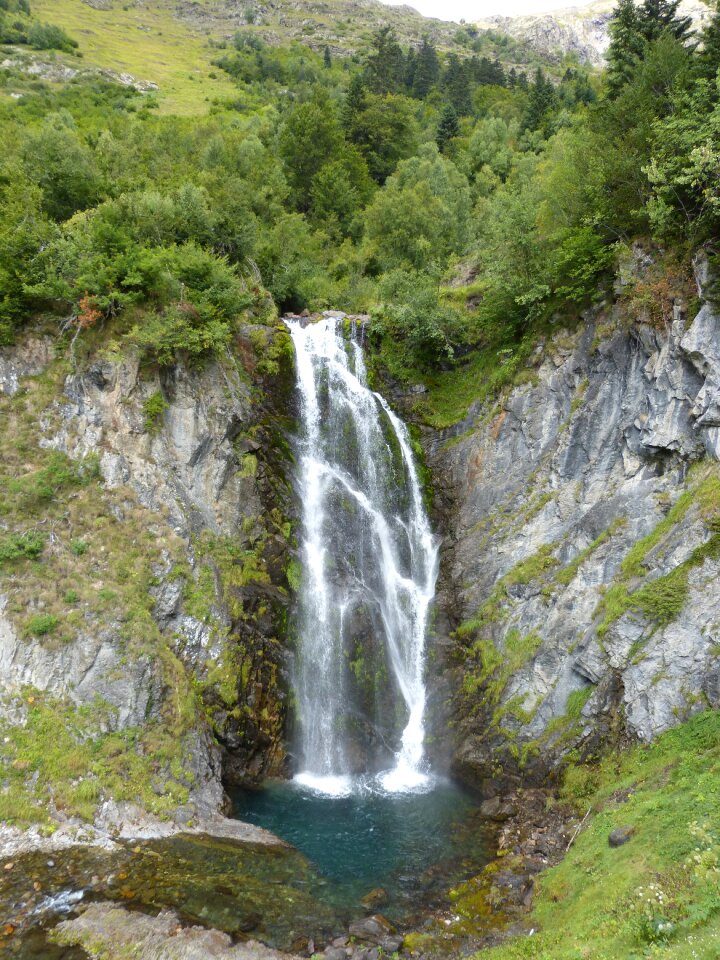 Waterfall high mountain natural space