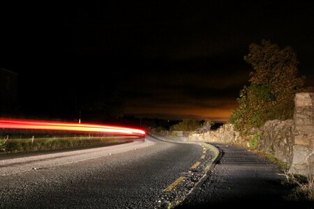 Night road long exposure photo