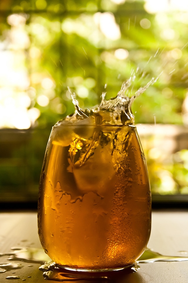 Splash ice cube refreshing
