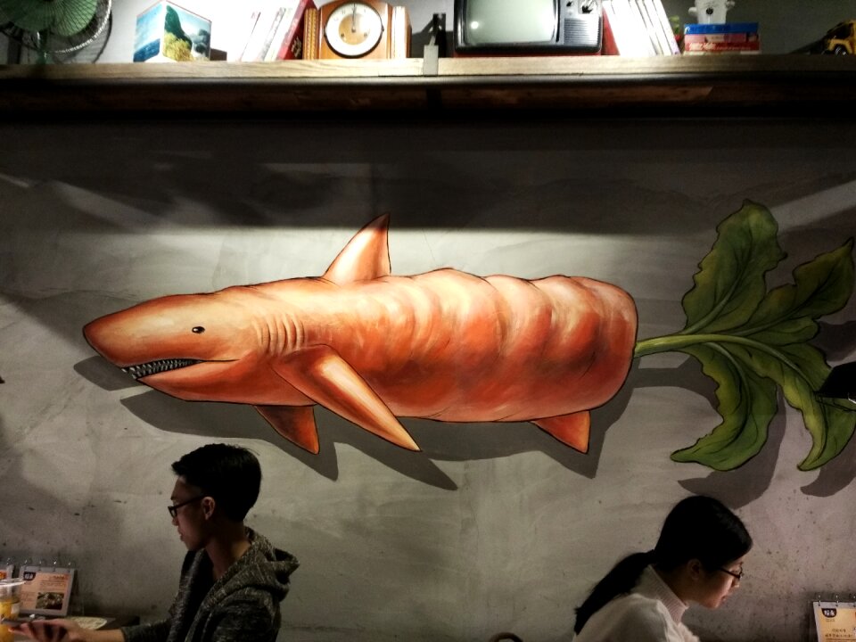 Carrots painting shark