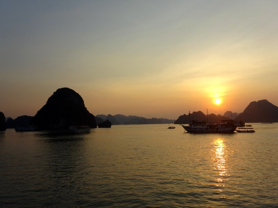 Sunset a boat journey