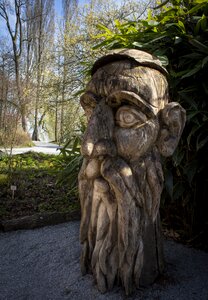Character head wood carving artwork