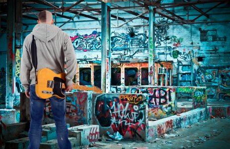 Guitar musician graffiti