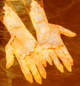 Hands pattern orange fire